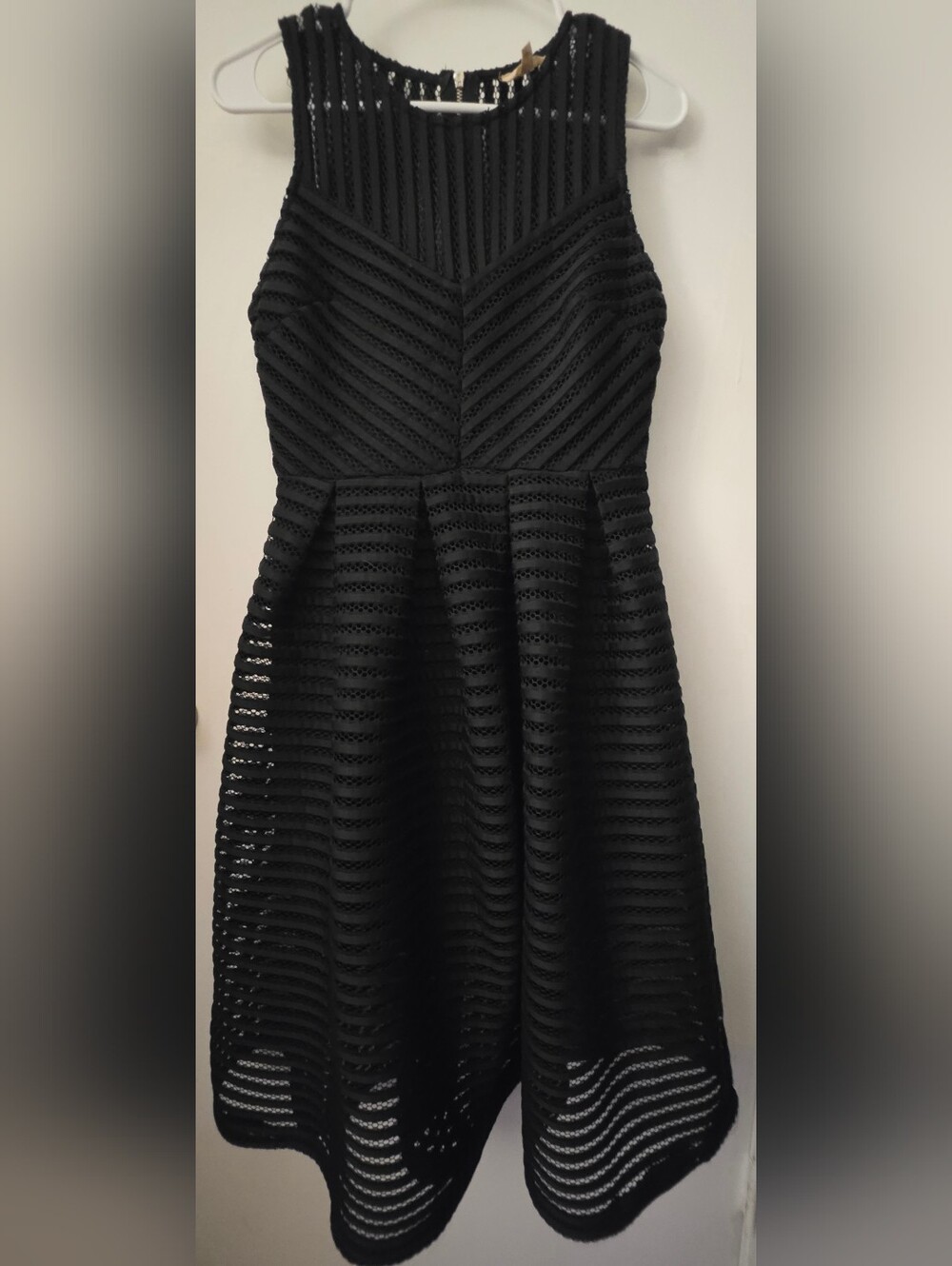 Just Me Black Sleeveless Textured Fit-and-Flare Midi Dress